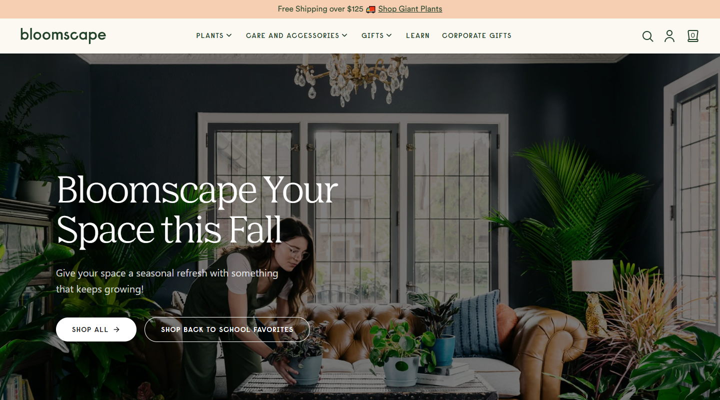 Bloomscape gardening affiliate homepage