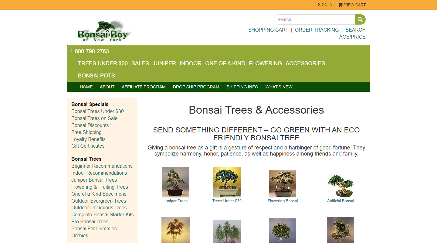 Bonsai Boy gardening affiliate homepage