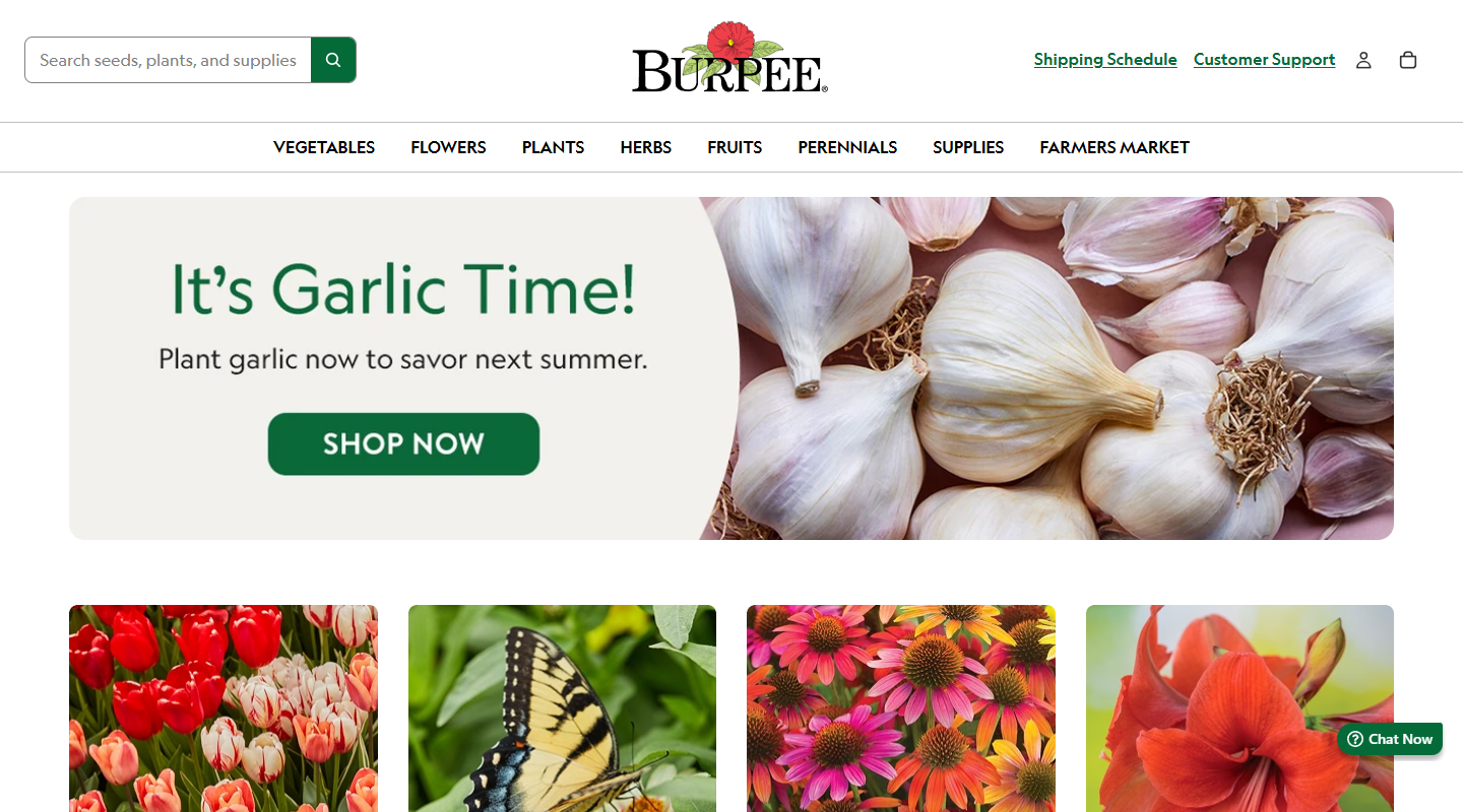 Burpee gardening affiliate homepage