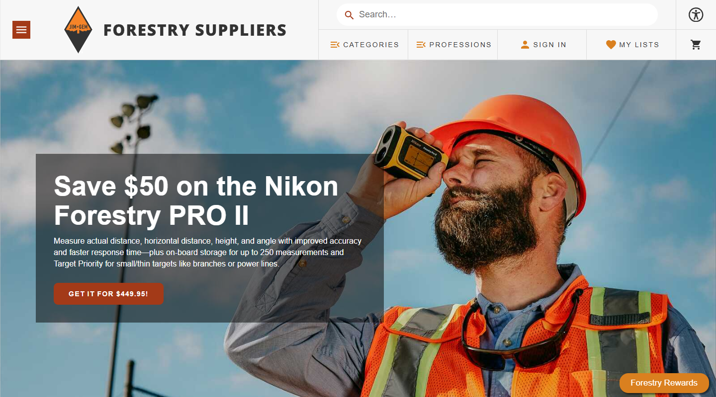 Forestry Suppliers gardening affiliate homepage