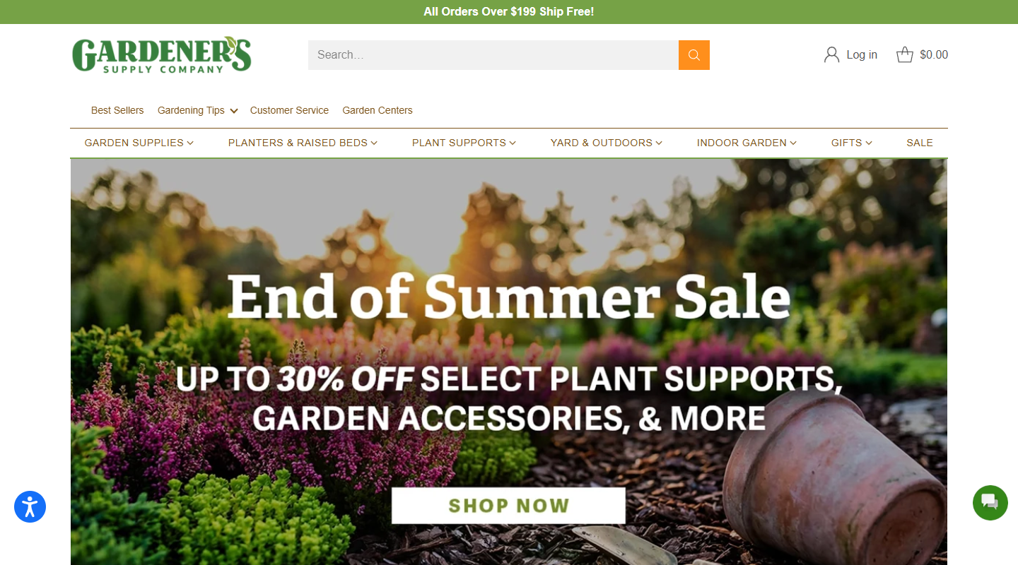 Gardener's Supply Co. gardening affiliate homepage