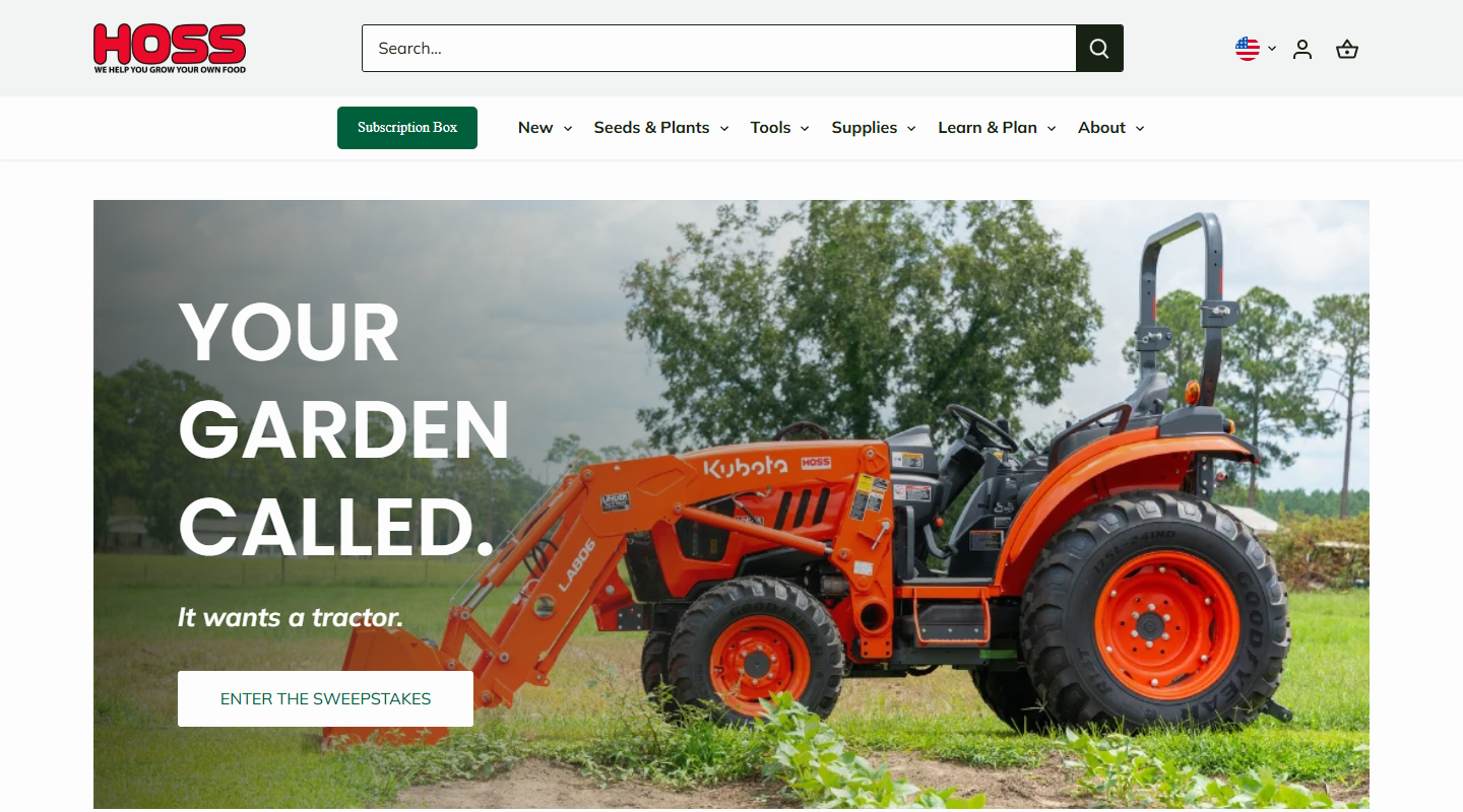 Hoss Tools gardening affiliate homepage