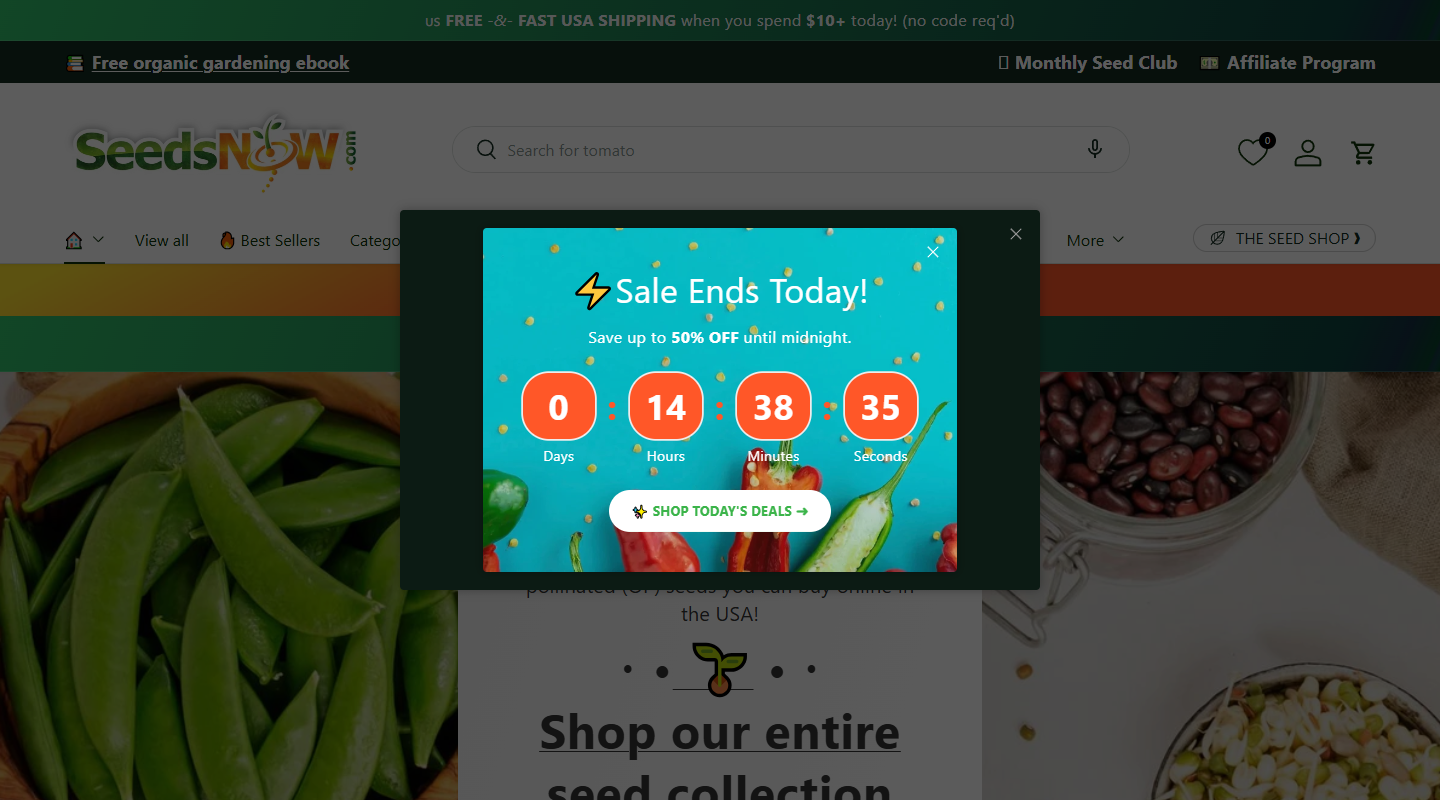 SeedsNow gardening affiliate homepage