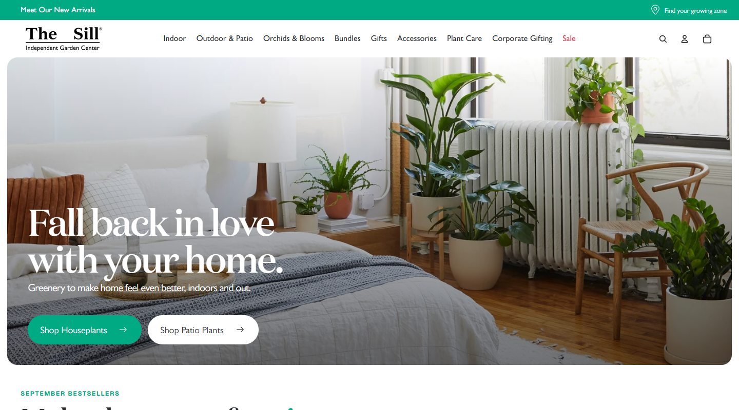 The Sill gardening affiliate homepage