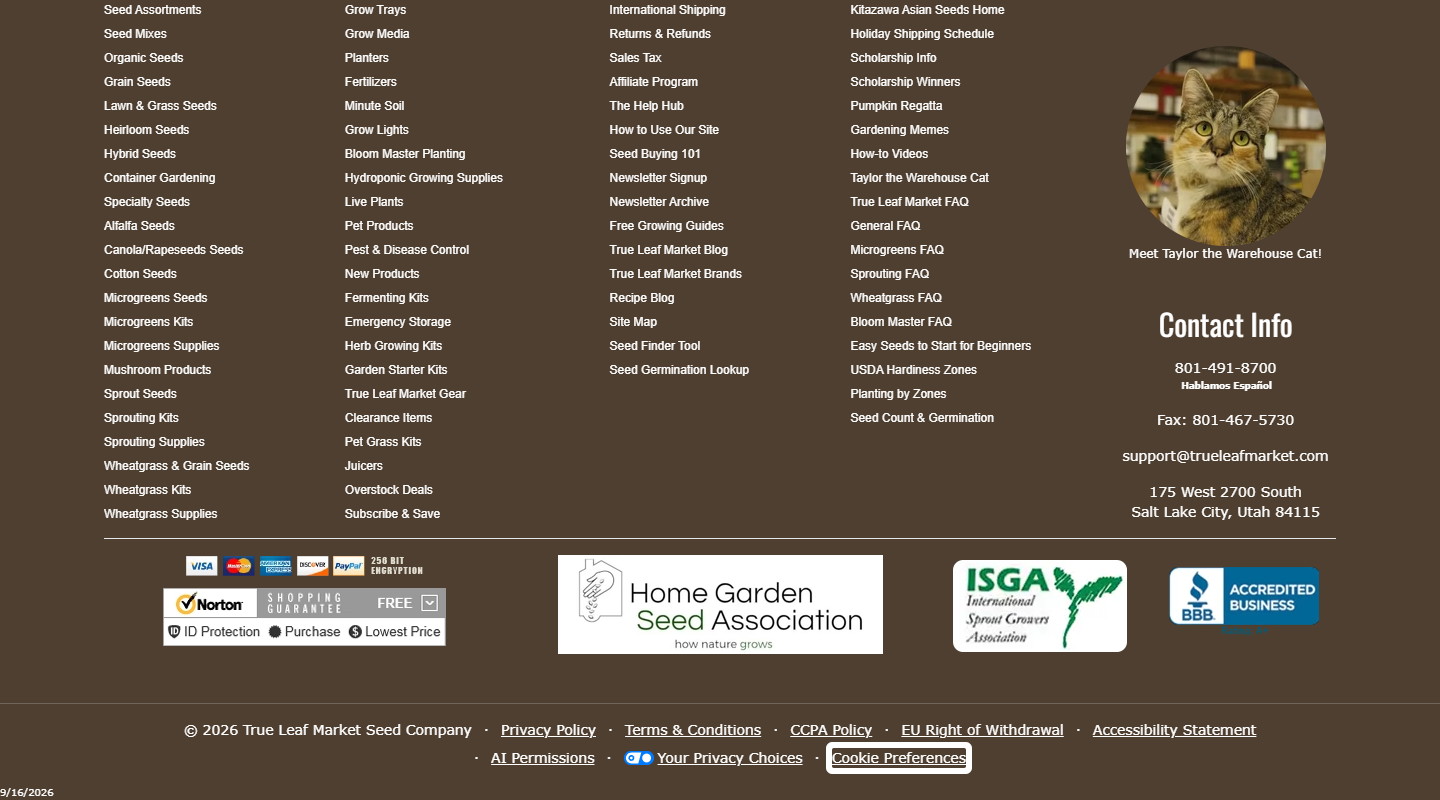 True Leaf Market gardening affiliate homepage
