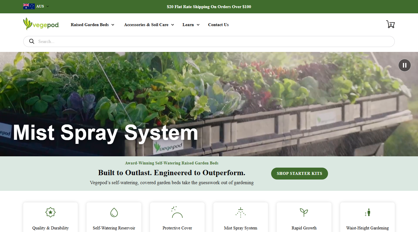 Vegepod gardening affiliate homepage