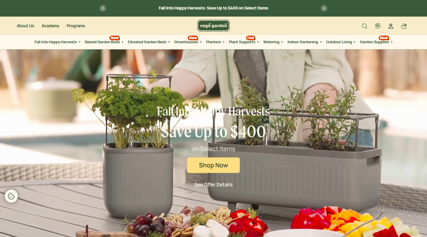 Vego Garden gardening affiliate homepage