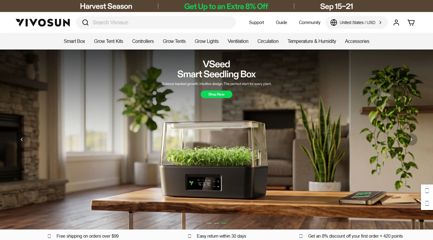 VIVOSUN gardening affiliate homepage