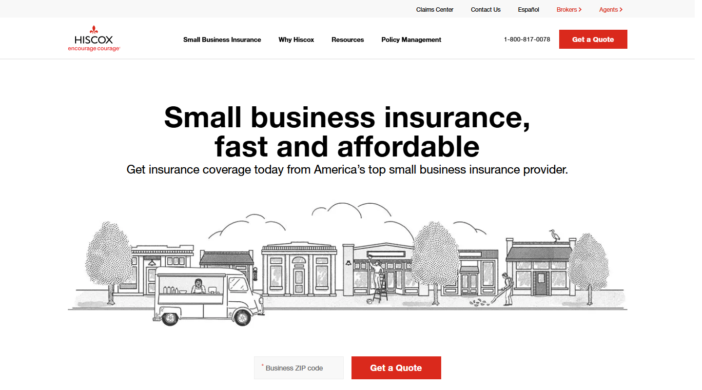 Hiscox small business insurance homepage