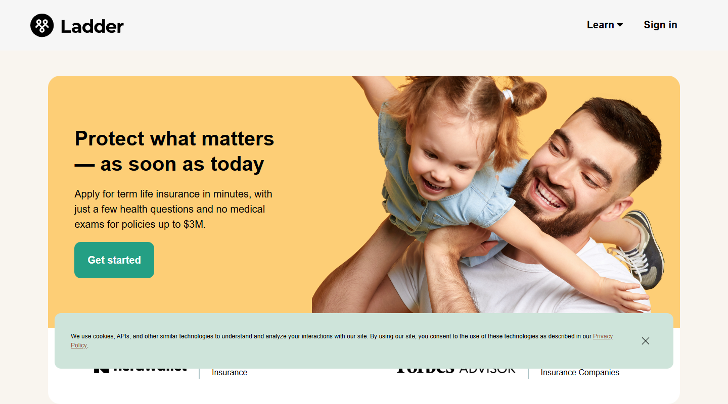 Ladder flexible term life insurance homepage