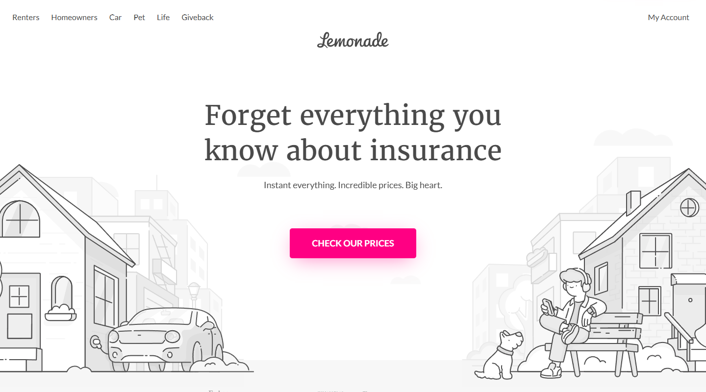 Lemonade renters and home insurance homepage