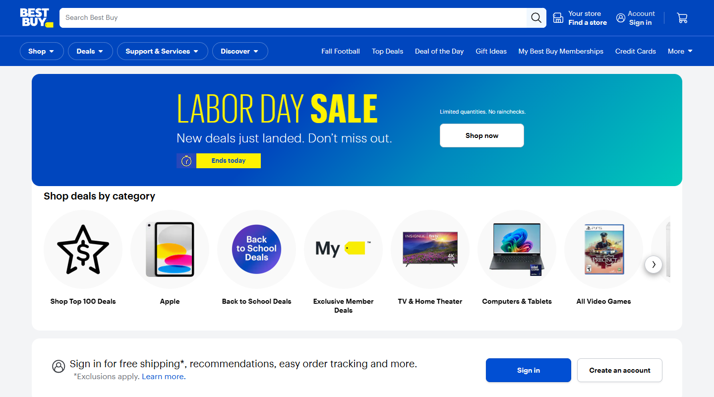 Best Buy electronics store homepage