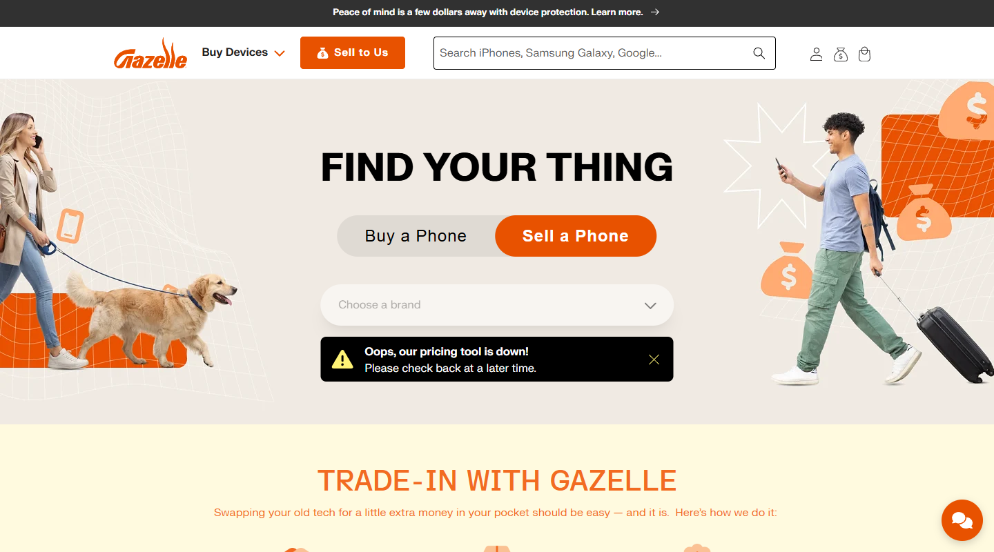 Gazelle refurbished phones and trade-in homepage