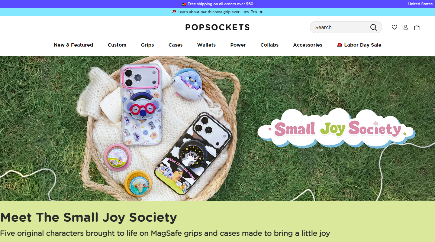 PopSockets phone grips homepage