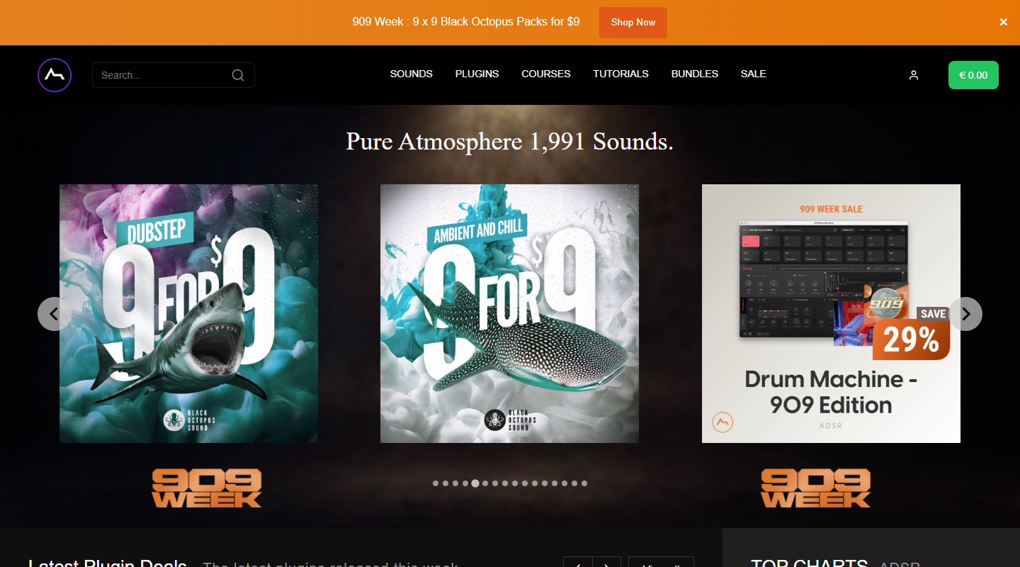 ADSR Sounds music affiliate homepage