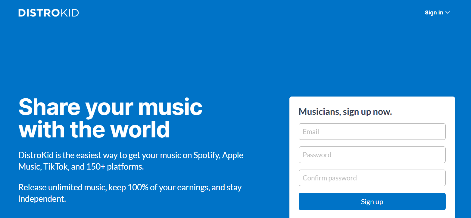 DistroKid music affiliate homepage