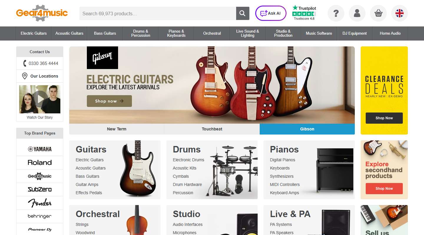 Gear4Music music affiliate homepage