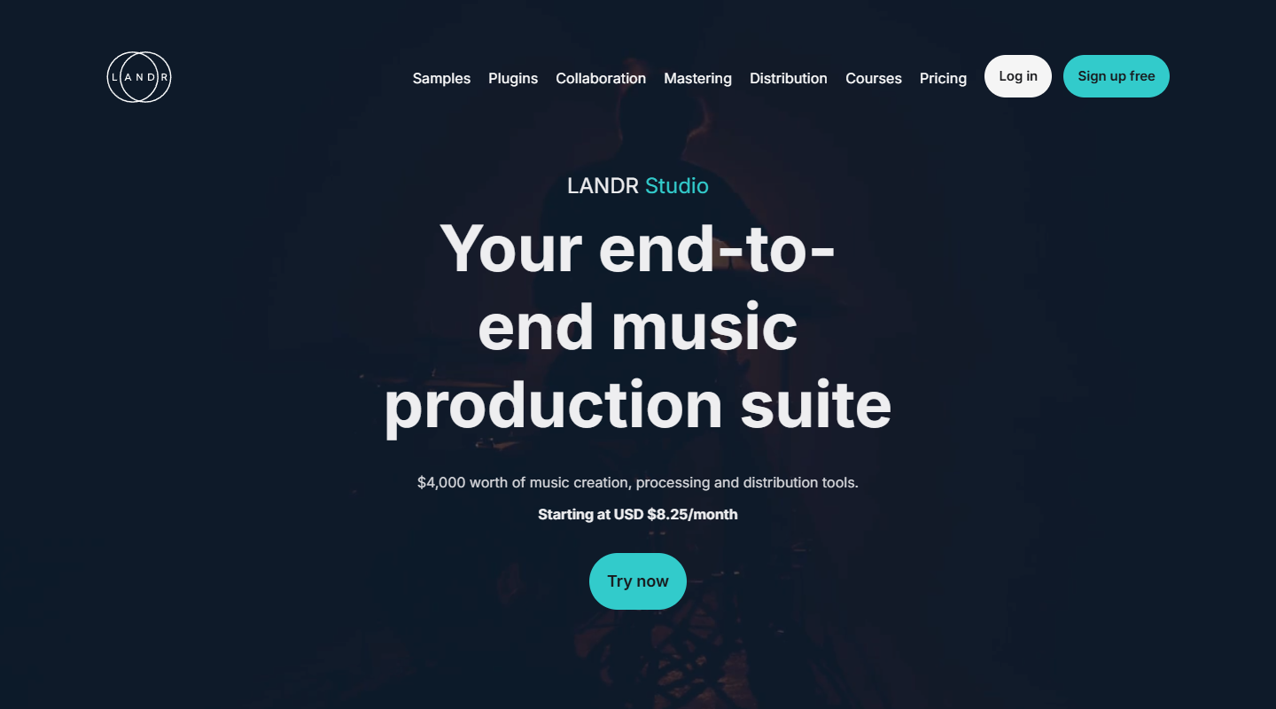 LANDR music affiliate homepage