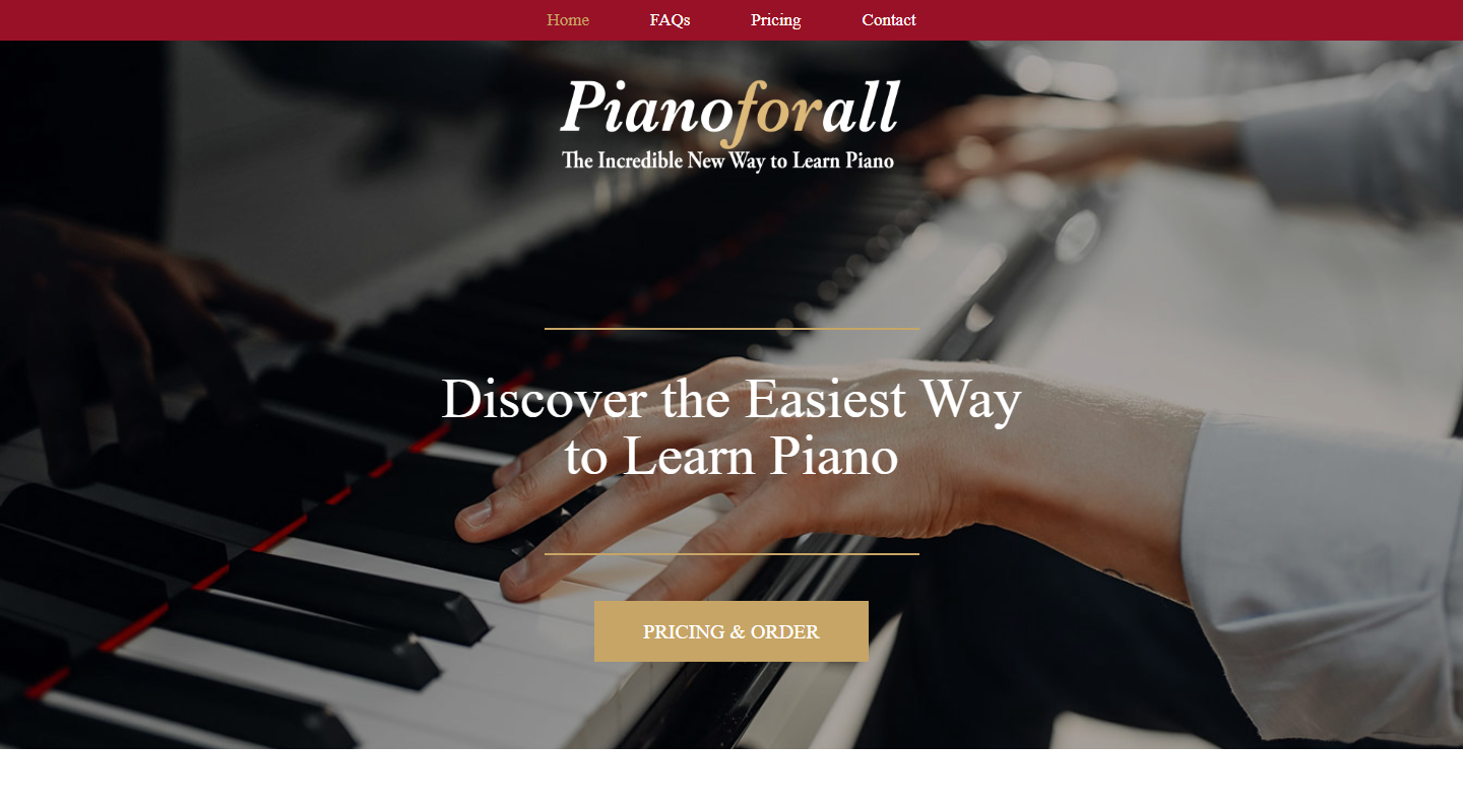 Pianoforall music affiliate homepage