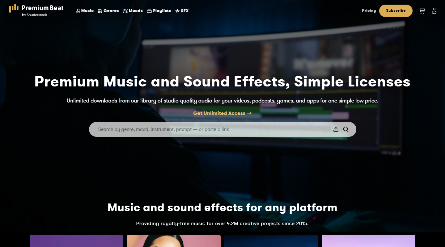 PremiumBeat music affiliate homepage
