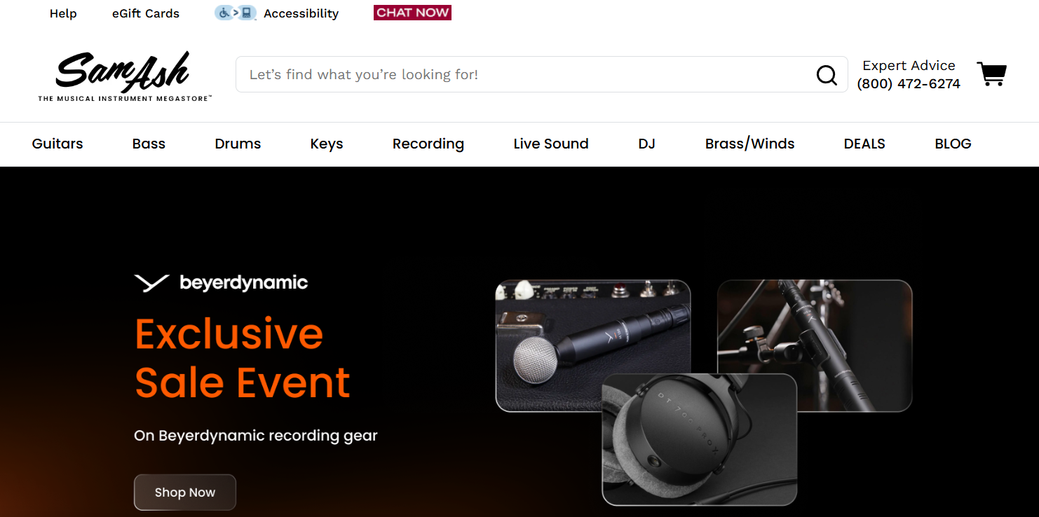 Sam Ash music affiliate homepage