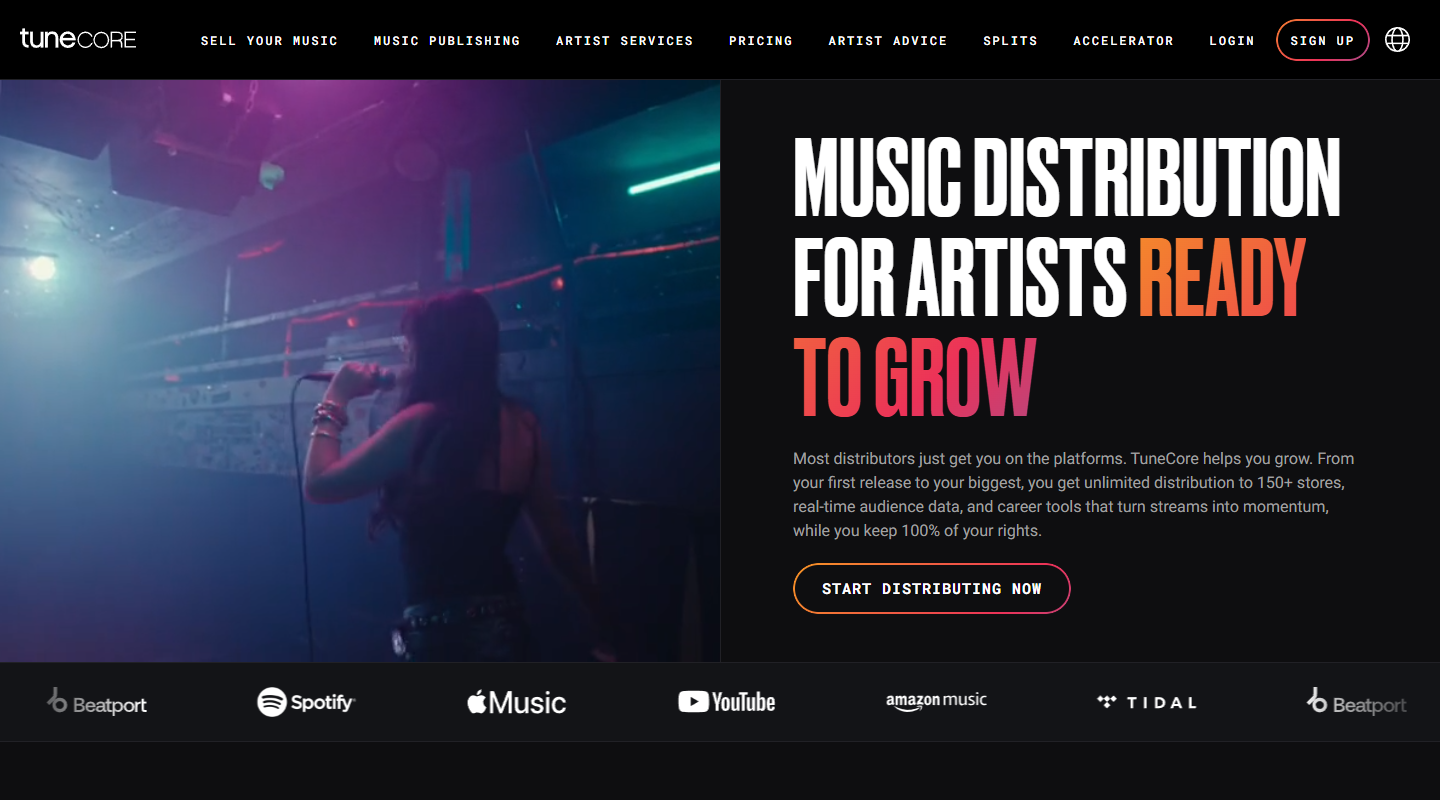 TuneCore music affiliate homepage
