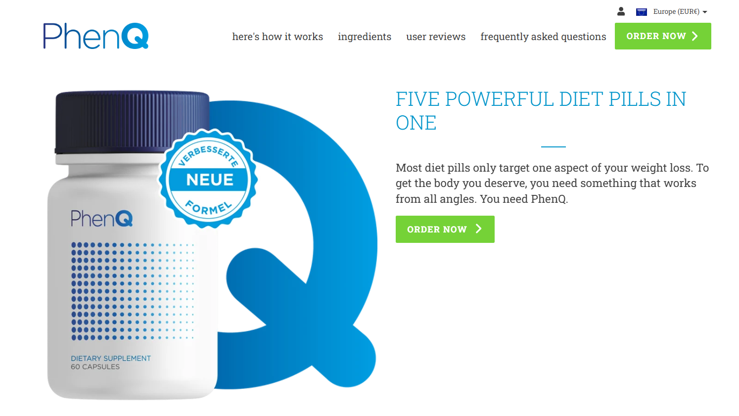 PhenQ homepage