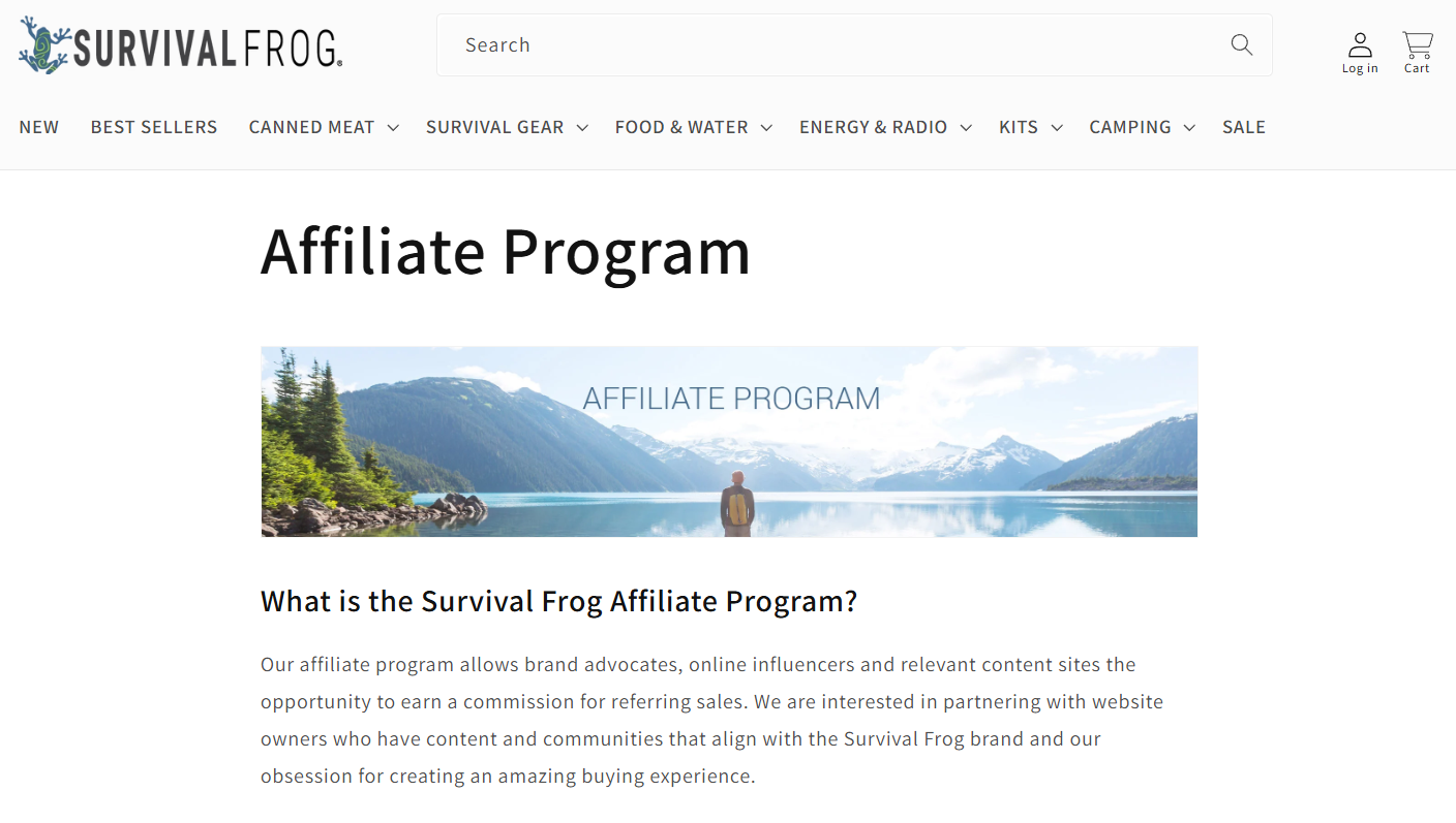 Survival Frog homepage