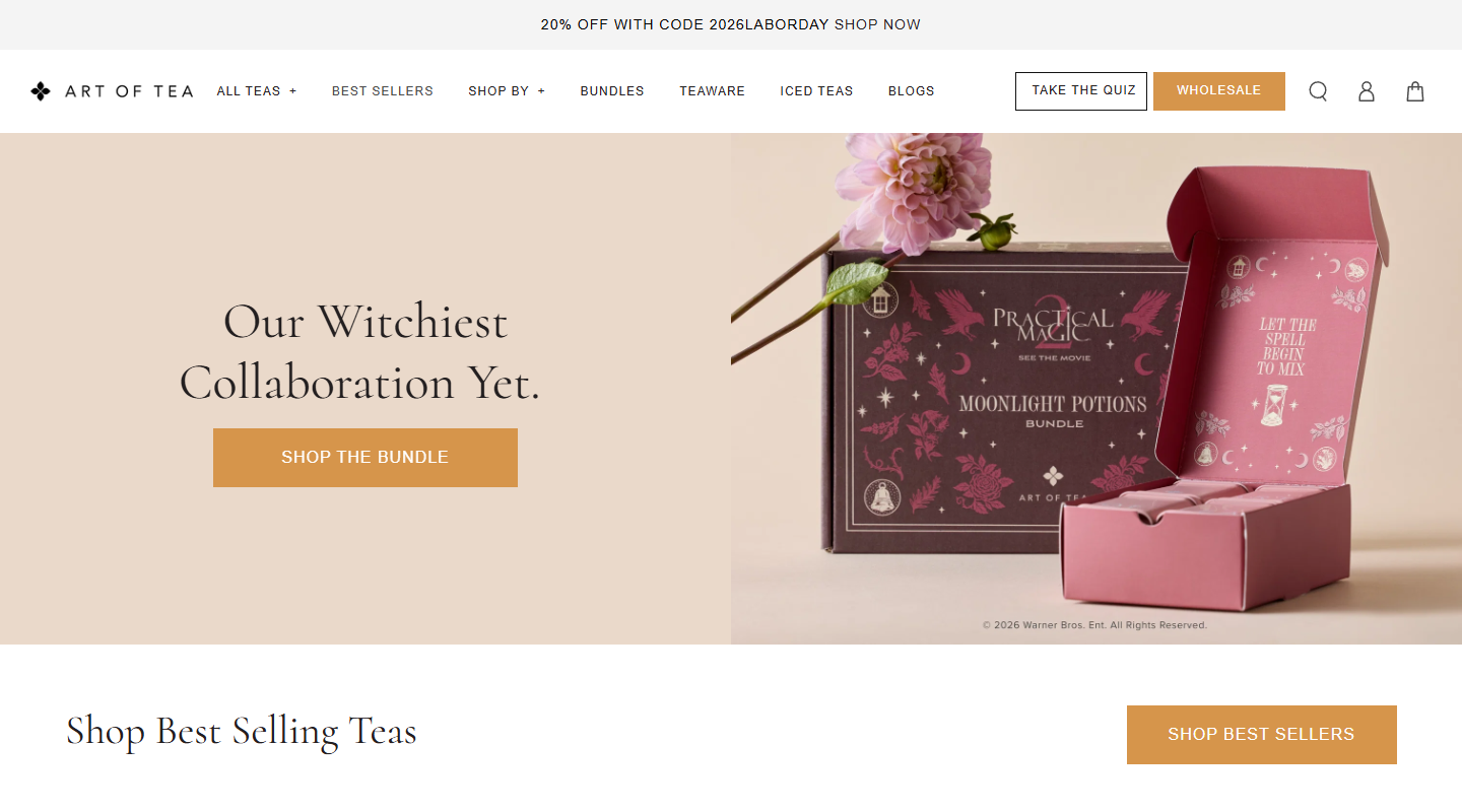 Art of Tea organic loose-leaf tea homepage