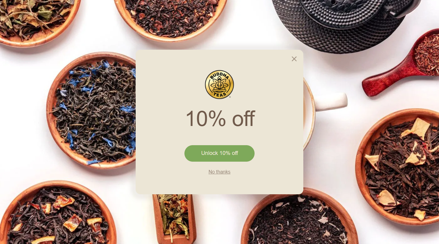 Buddha Teas organic herbal tea homepage