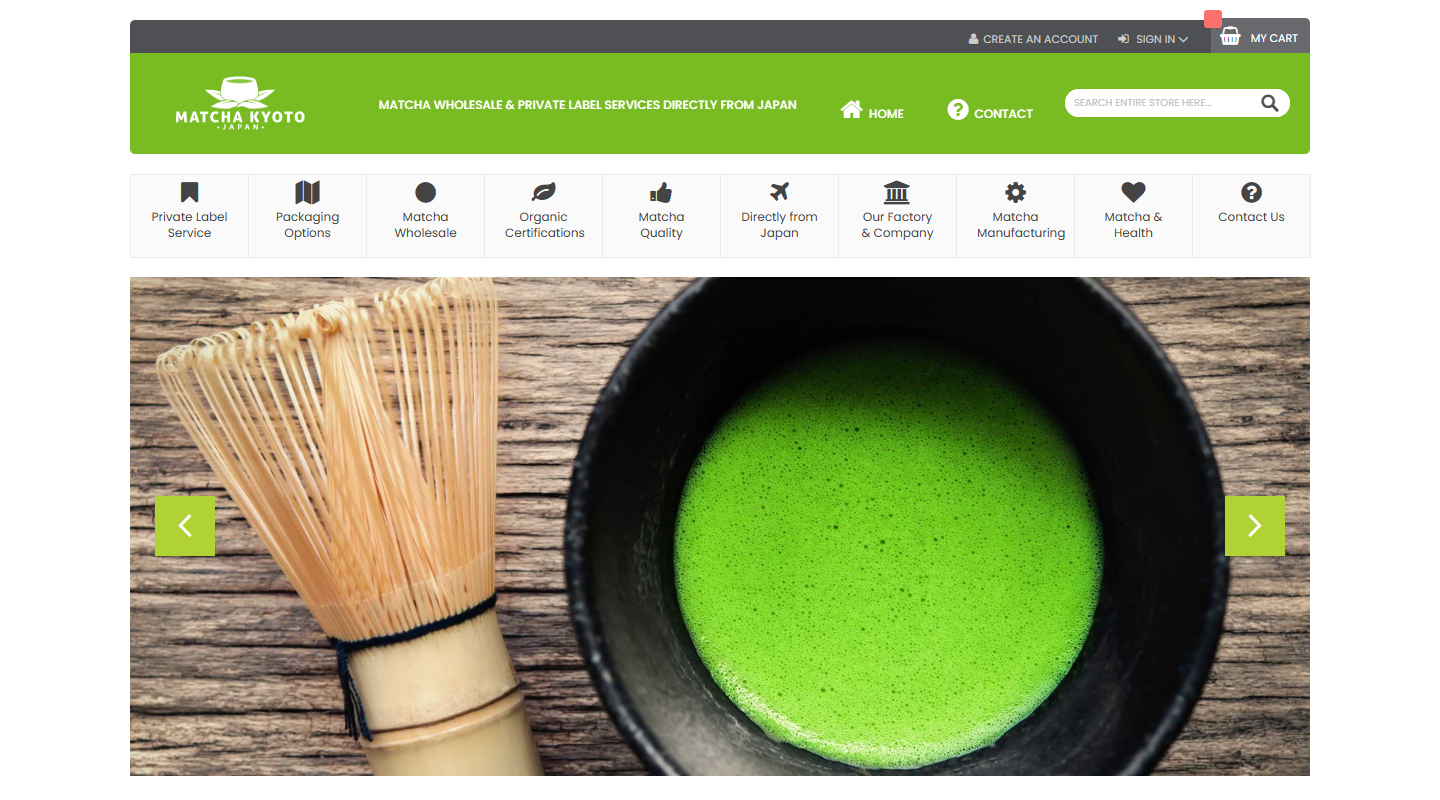 Gold Matcha ceremonial matcha homepage