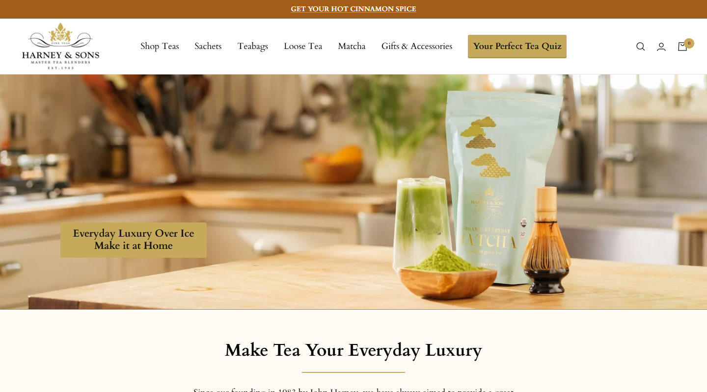 Harney and Sons premium tea homepage