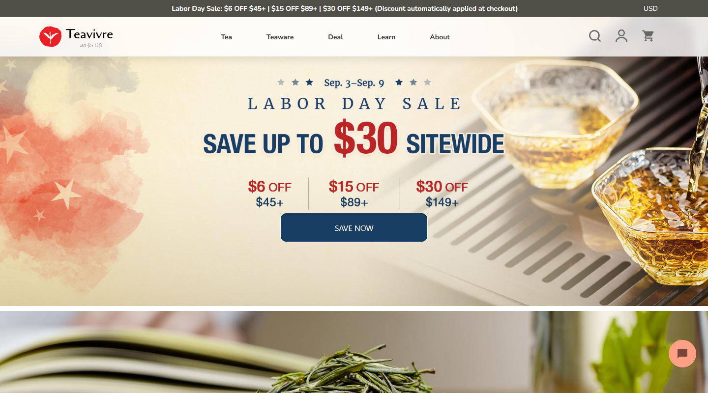 TeaVivre authentic Chinese tea homepage