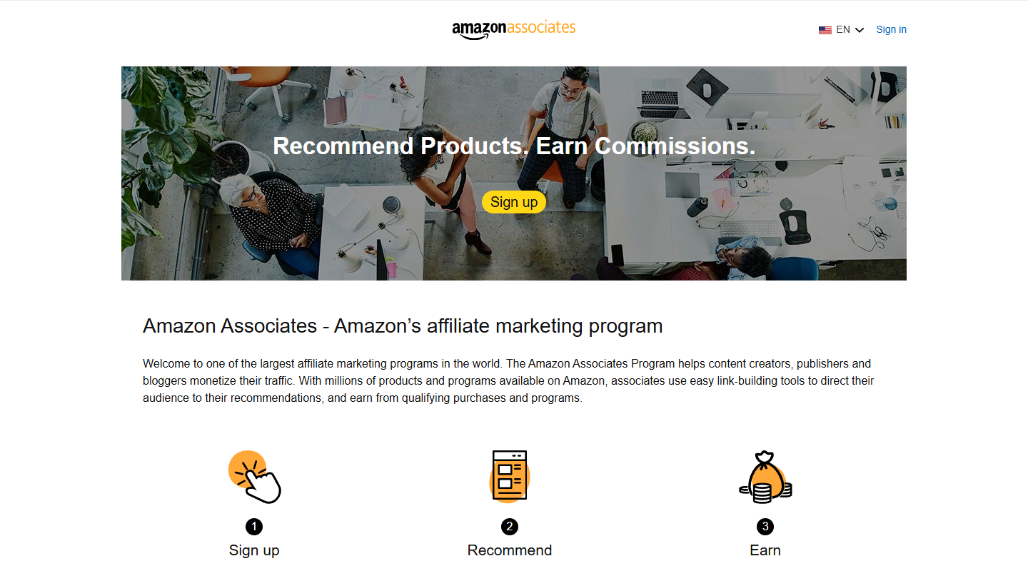 Amazon Associates vegan affiliate homepage