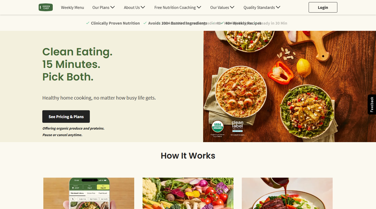 Green Chef vegan affiliate homepage
