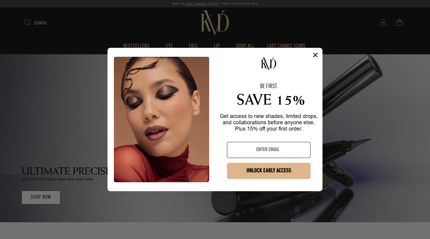 KVD Vegan Beauty vegan affiliate homepage