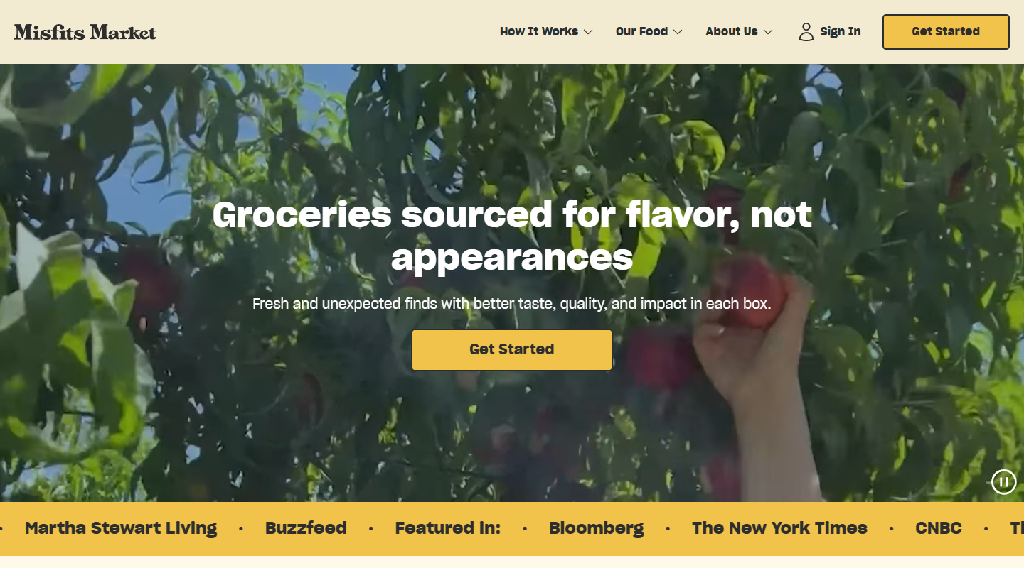 Misfits Market vegan affiliate homepage