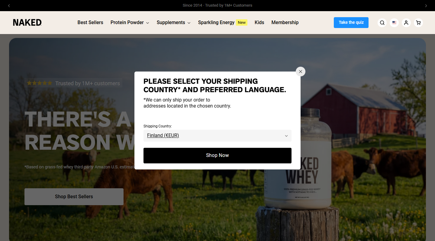 Naked Nutrition vegan affiliate homepage