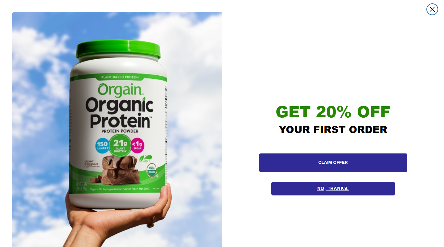 Orgain vegan affiliate homepage