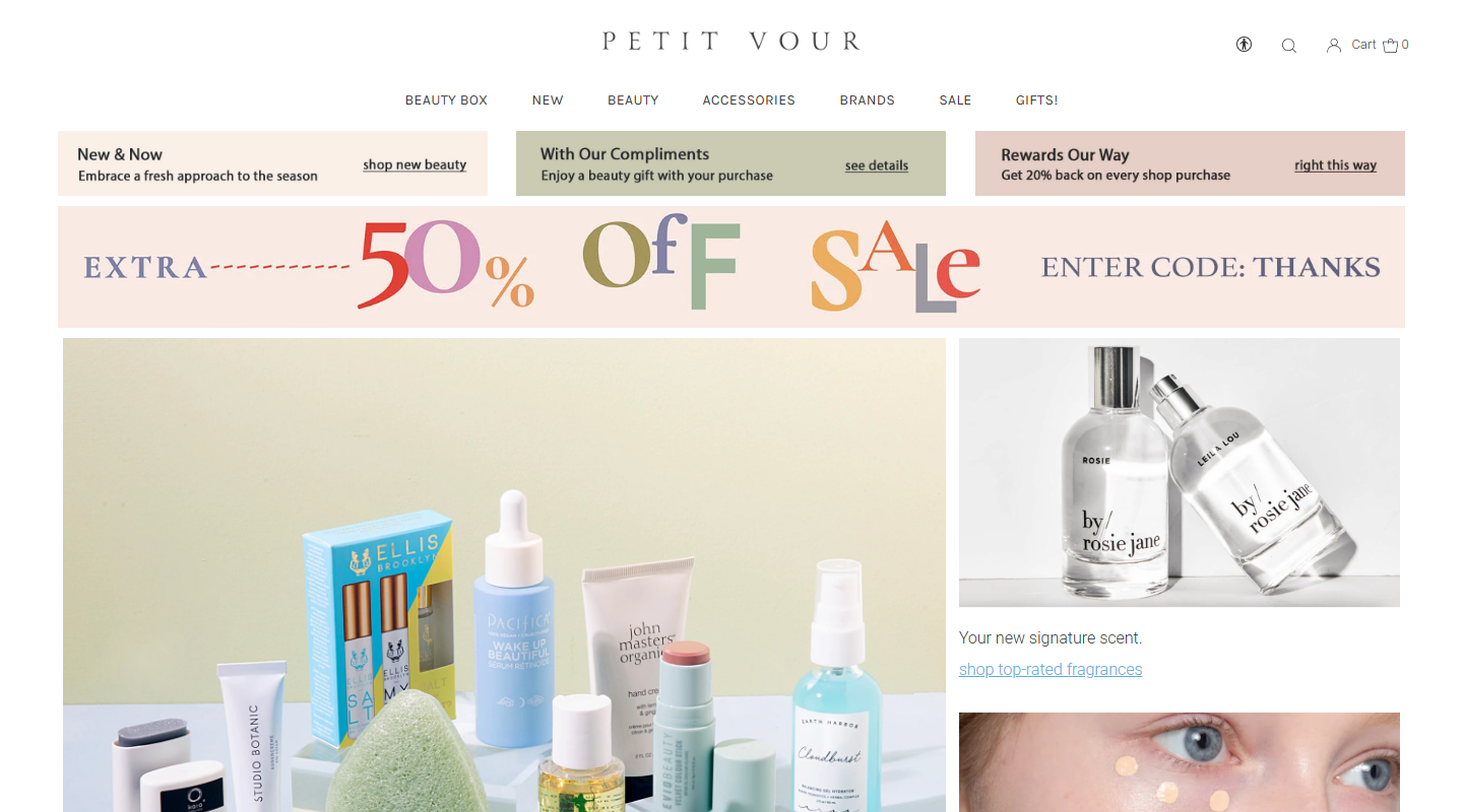 Petit Vour vegan affiliate homepage
