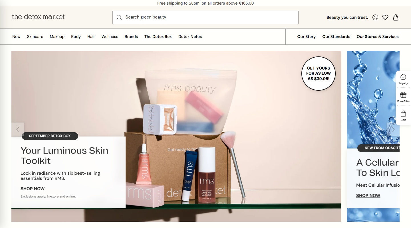 The Detox Market vegan affiliate homepage