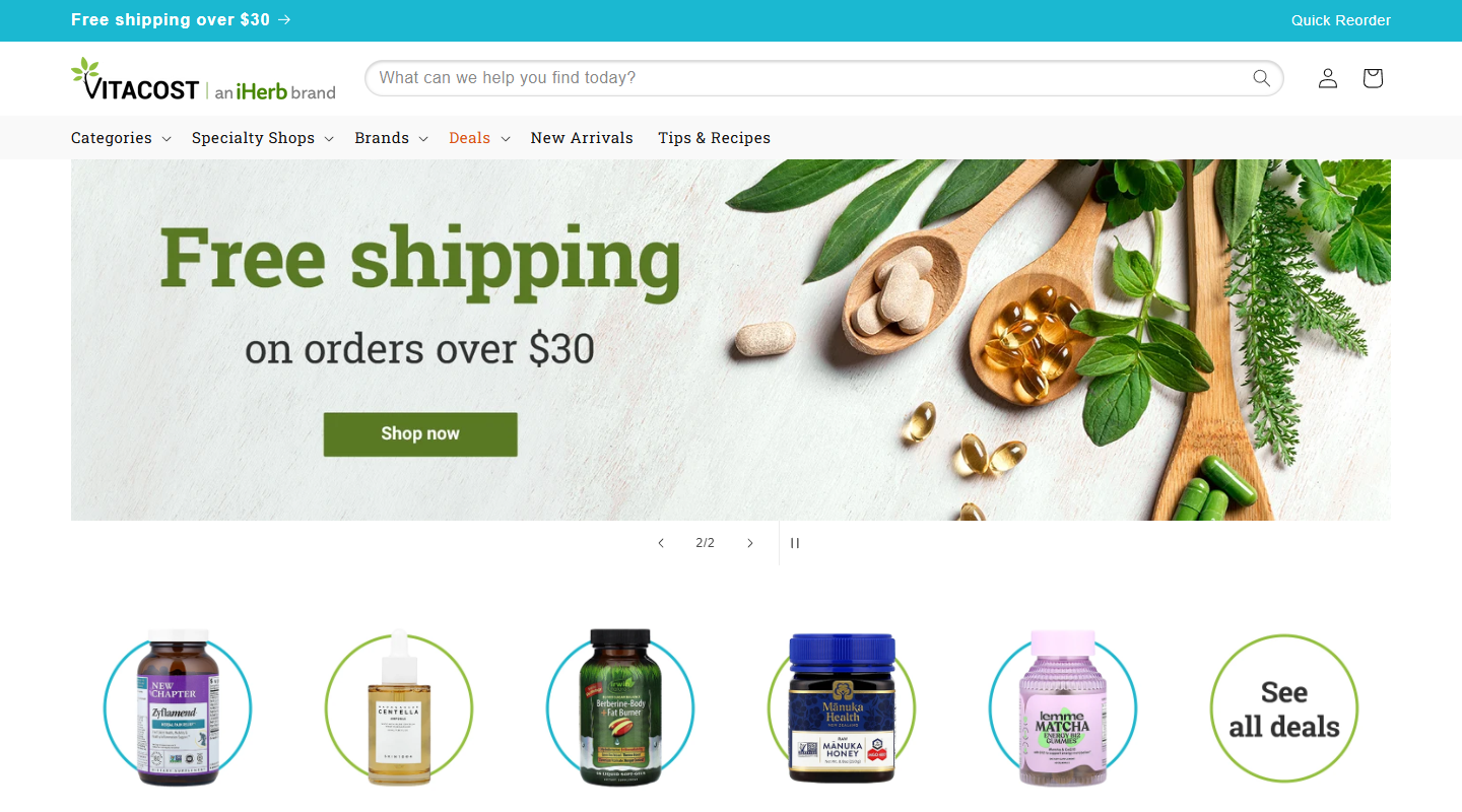 Vitacost vegan affiliate homepage