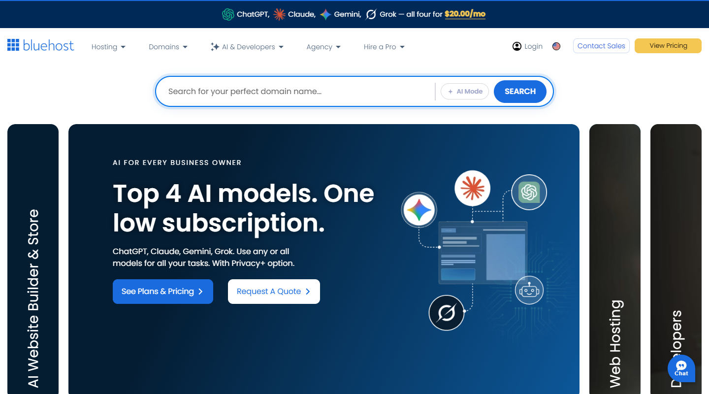 Bluehost WordPress hosting homepage hero