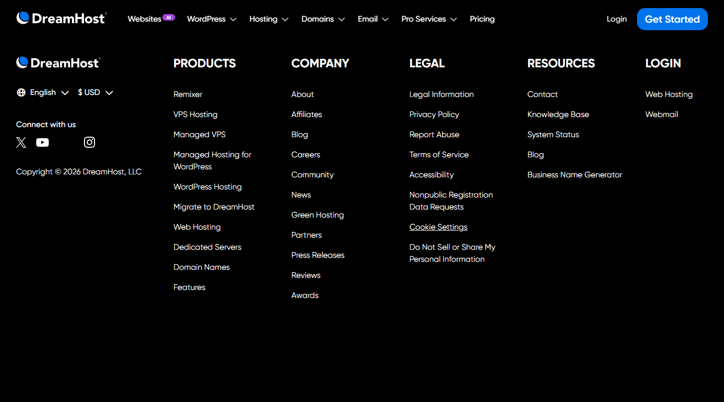 DreamHost homepage hero