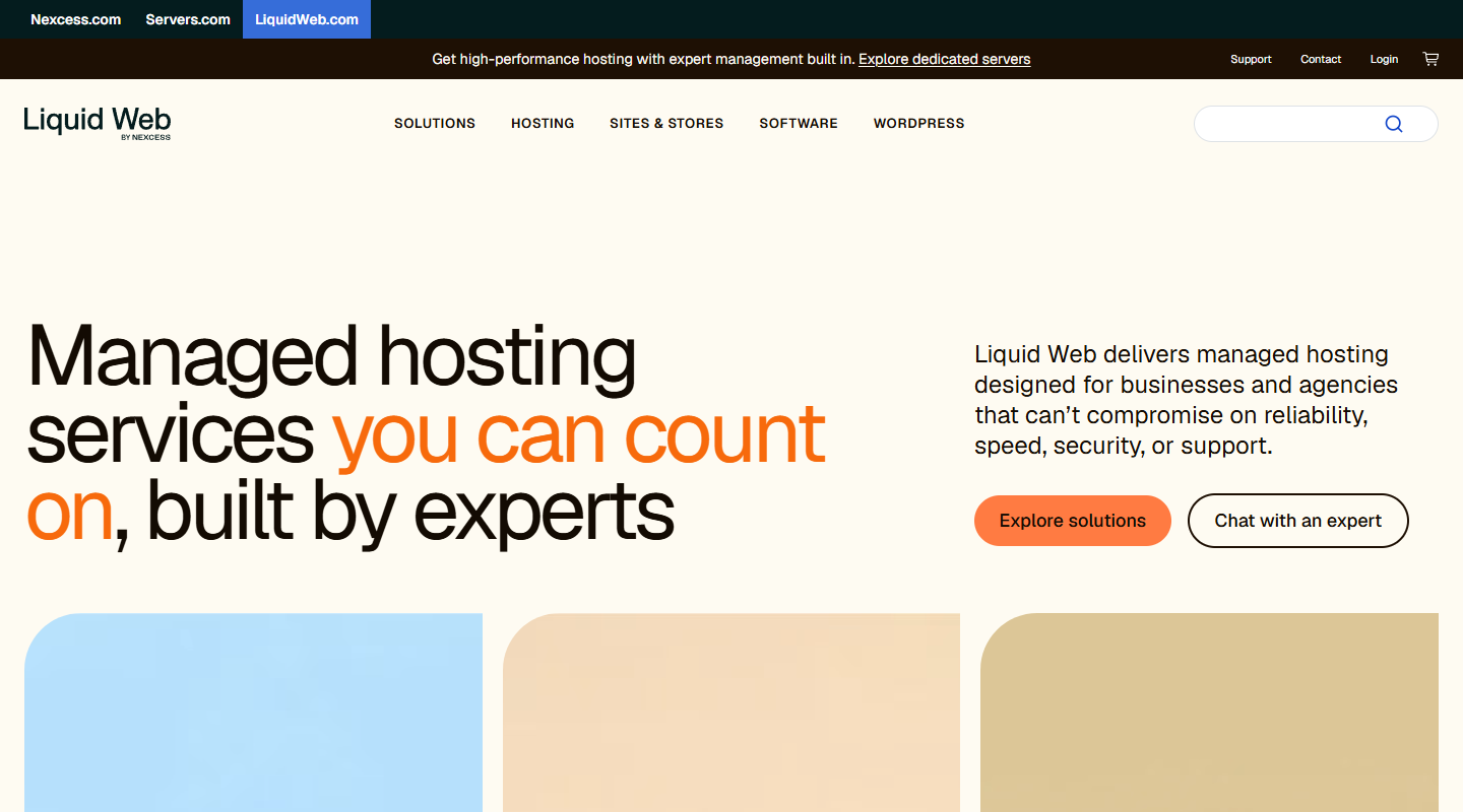 Liquid Web managed hosting homepage hero