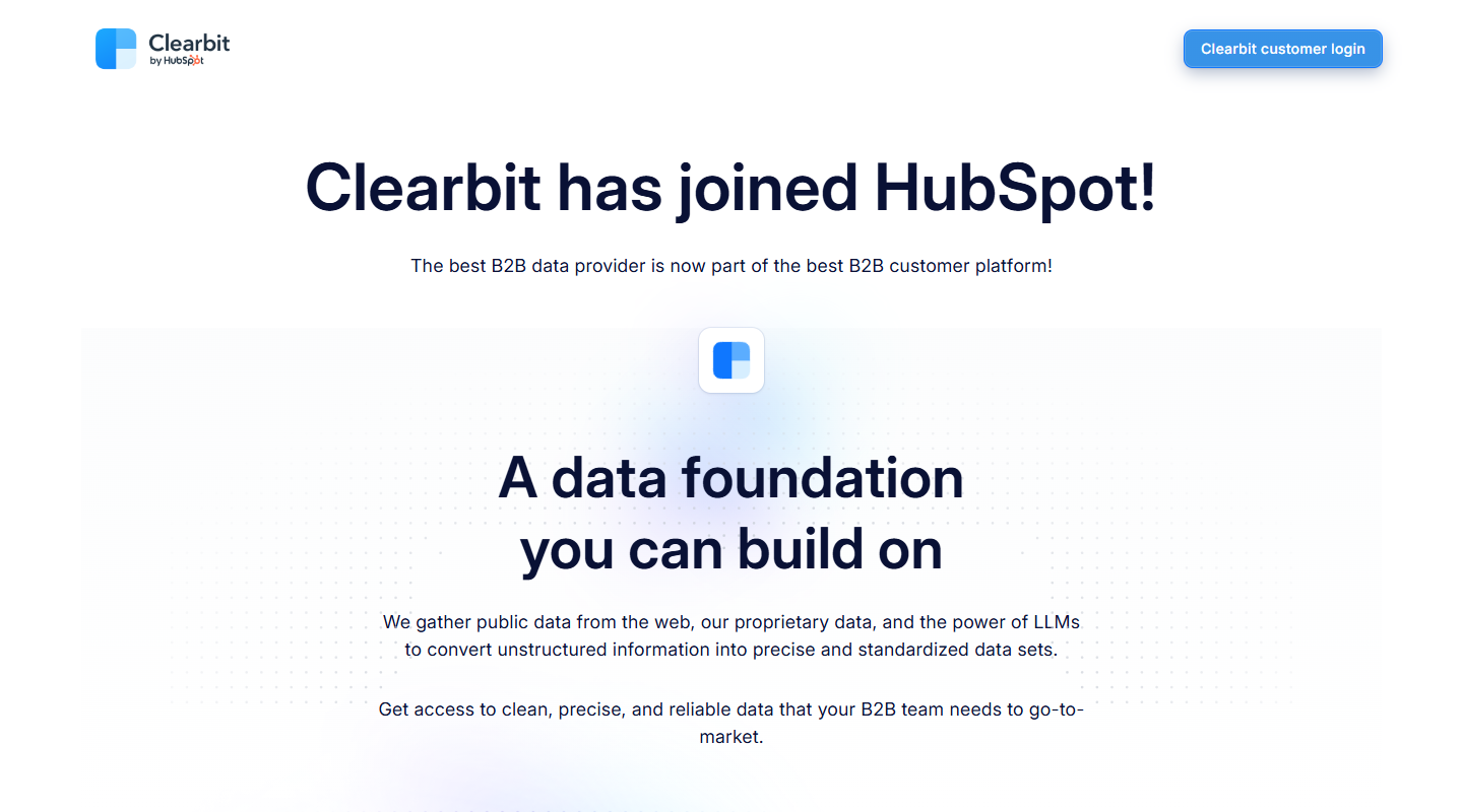 Clearbit homepage