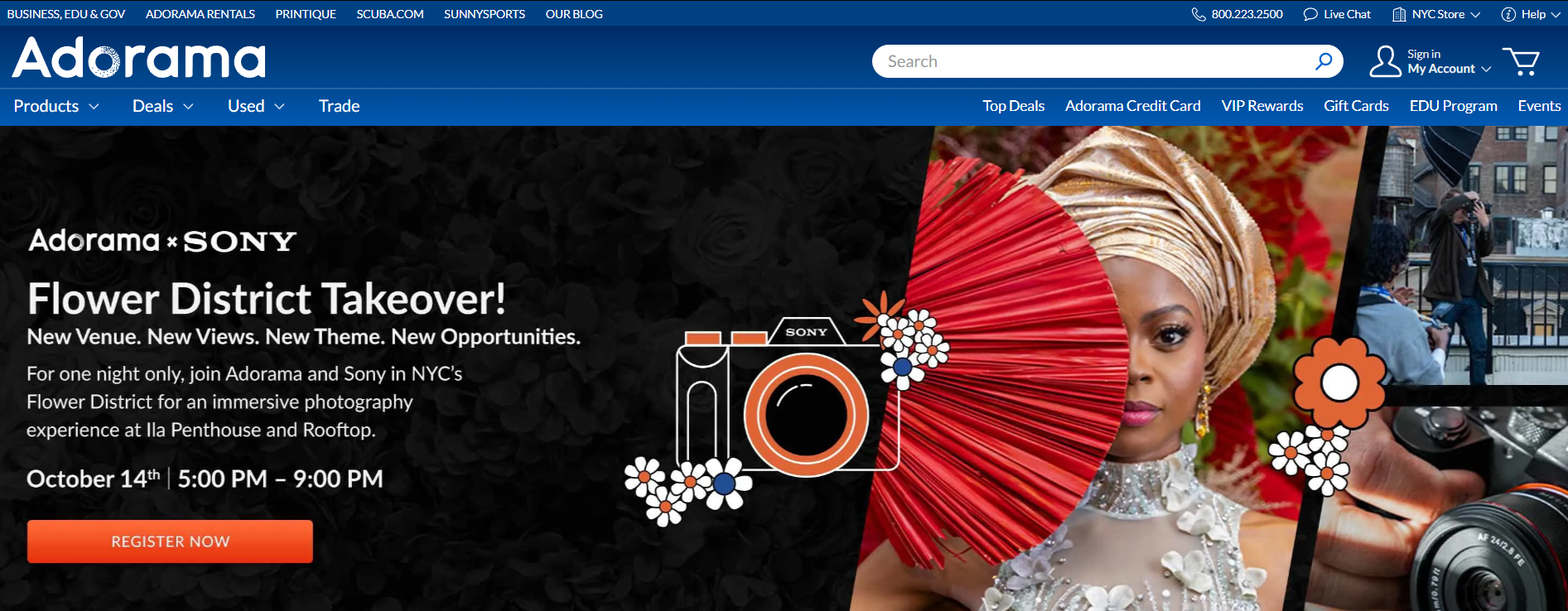 Adorama homepage screenshot