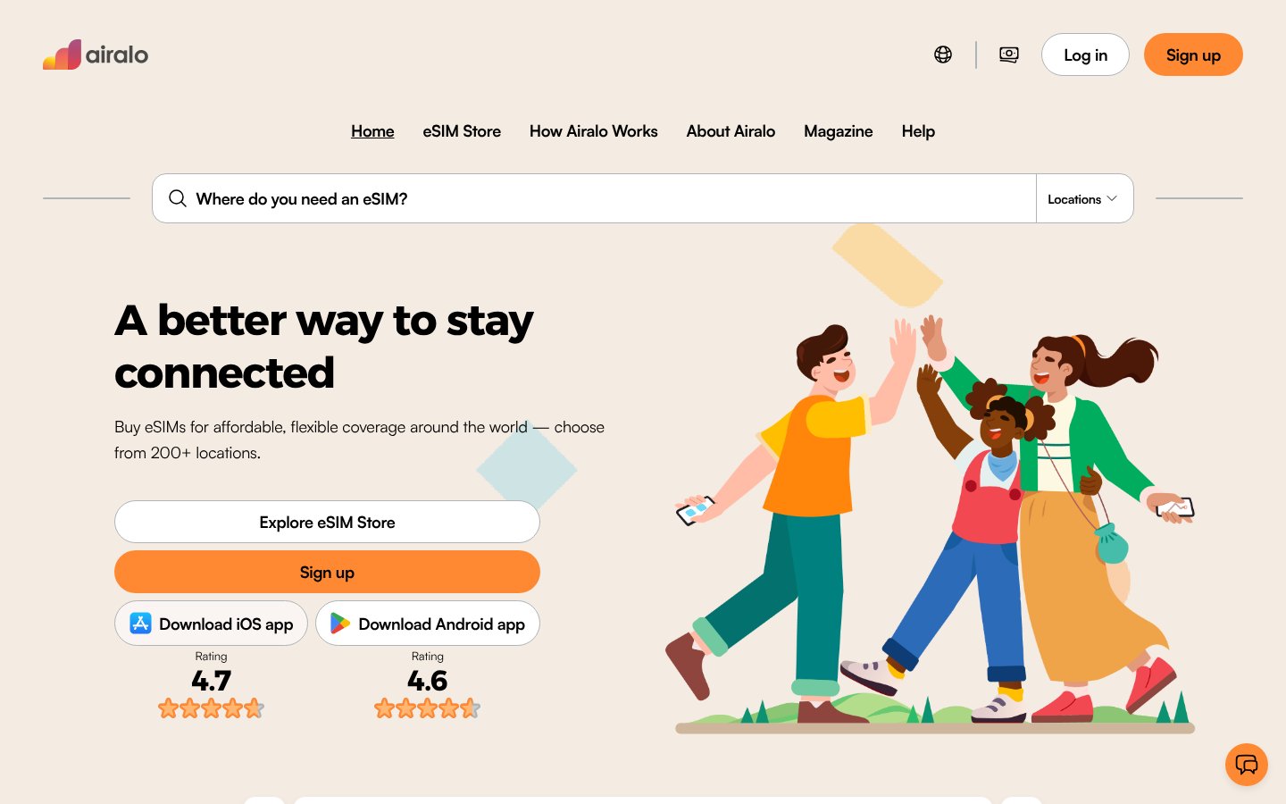 Airalo homepage, a travel affiliate program