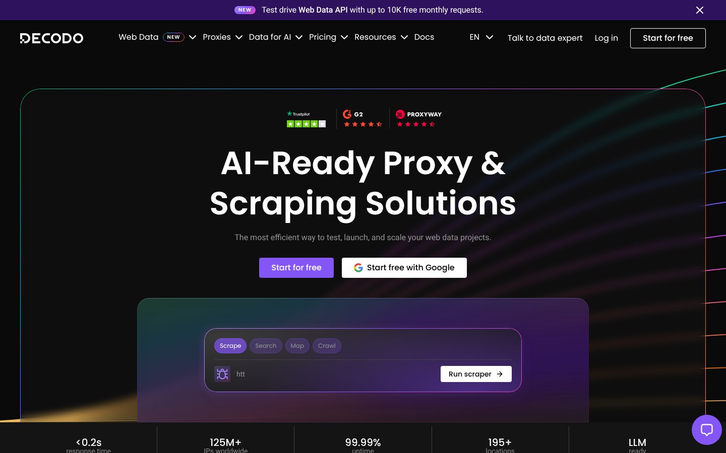 Decodo (formerly Smartproxy) homepage, a high ticket affiliate program