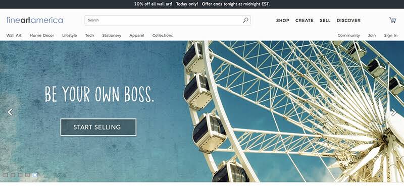 Fine Art America homepage screenshot